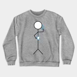 Stick figure holding coffee mug and smartphone Crewneck Sweatshirt